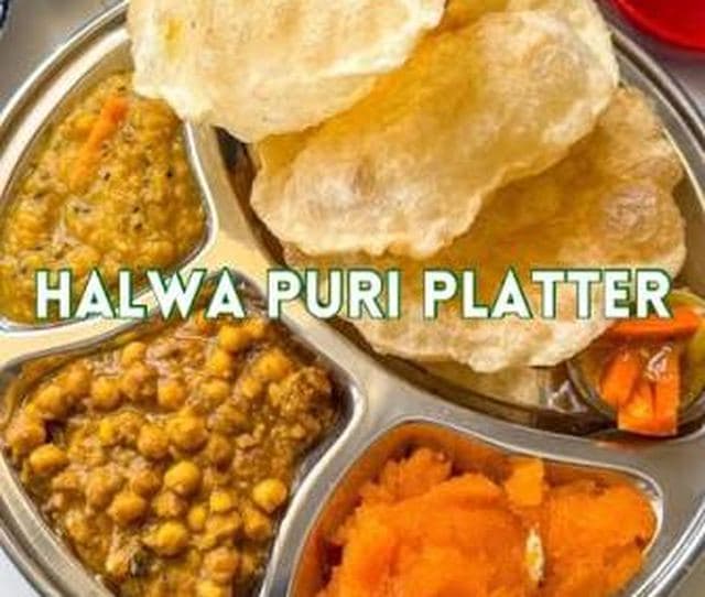 3 Puri, Aloo, Channa, Halwa & Achar